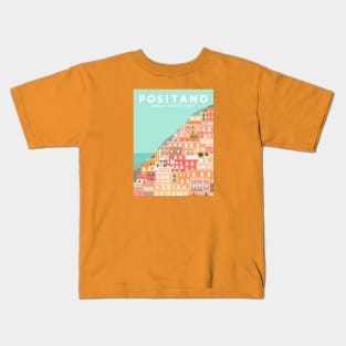 Positano, Amalfi Coast, Italy Travel Poster Kids T-Shirt